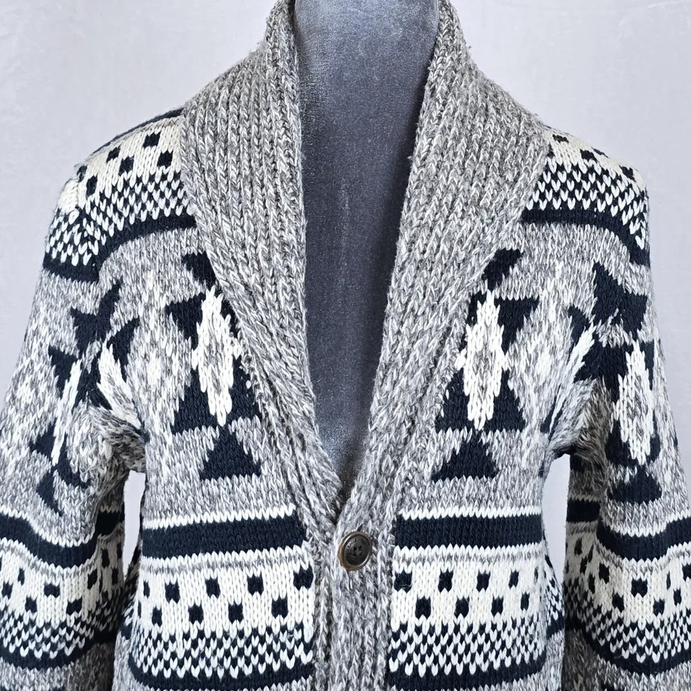 American Eagle Unisex Southwestern Shawl Collar Wool Blend Cardigan Sweater XS